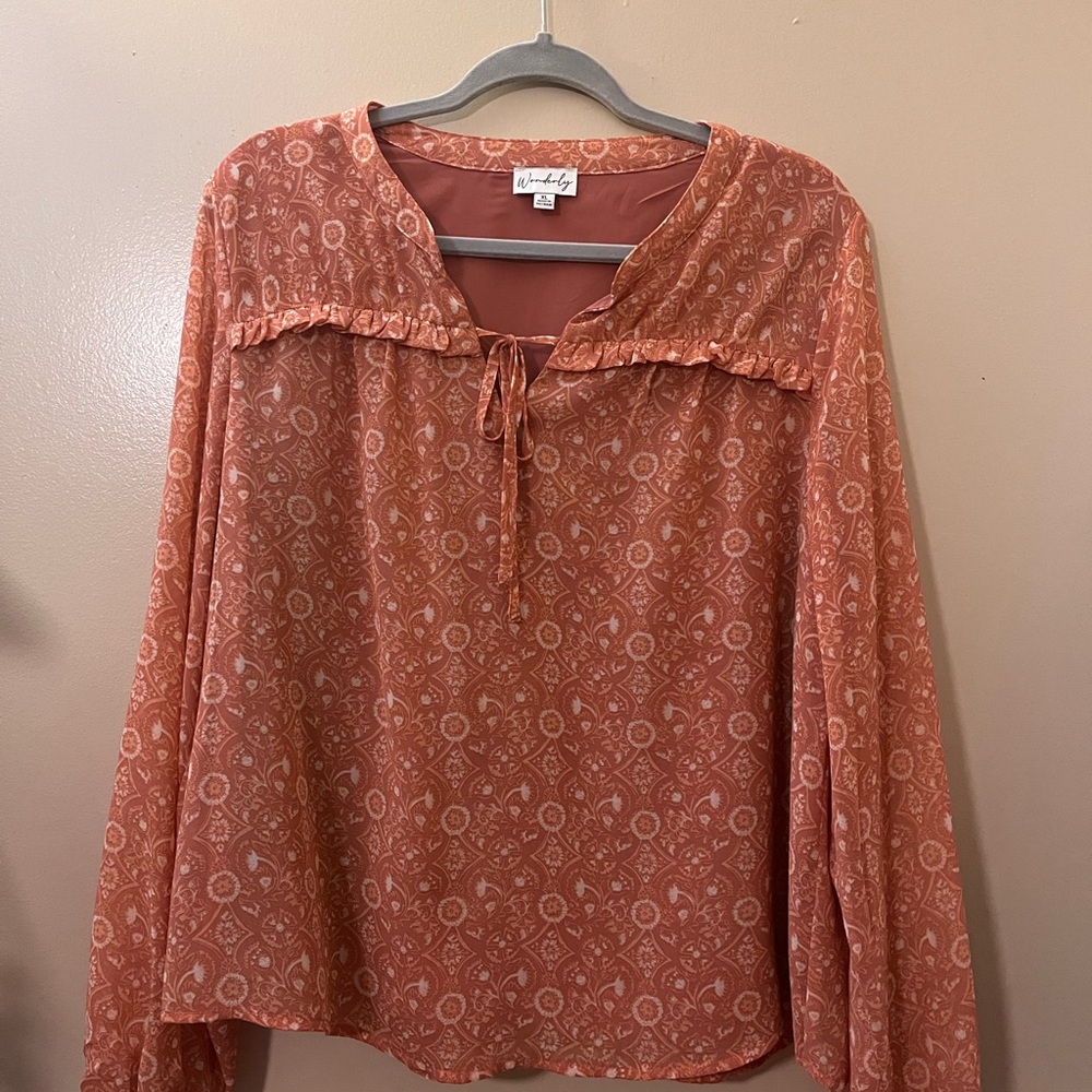 Wonderly Long Sleeve “Peasant” Style Blouse